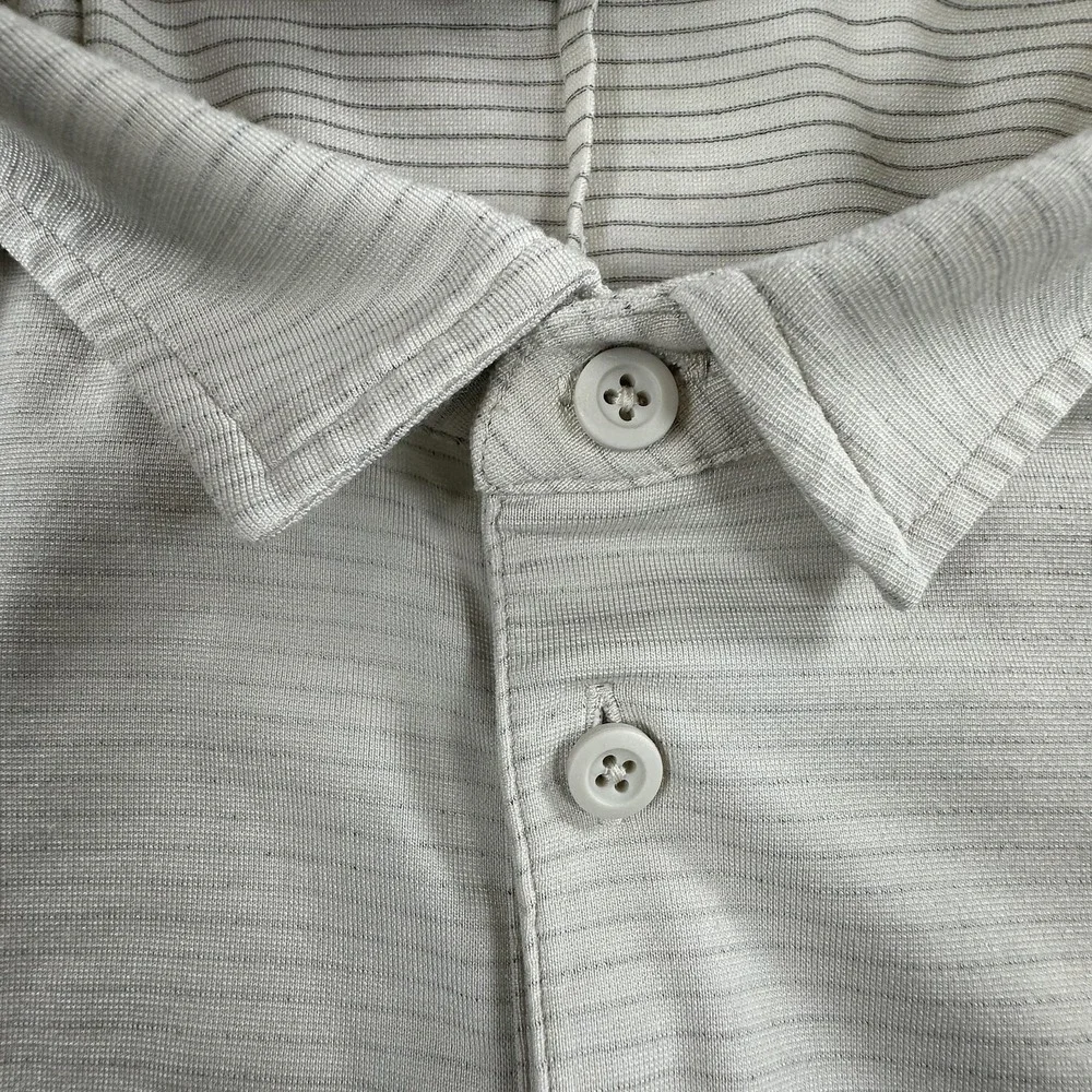 Lululemon Polo Shirt Mens Large Light Gray Stripe Evolution Golf Performance - Picture 4 of 9